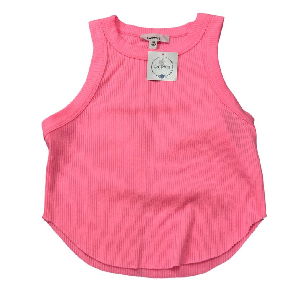 Pink Ribbed Tank Top Medium By Hashtag Launch Boutique